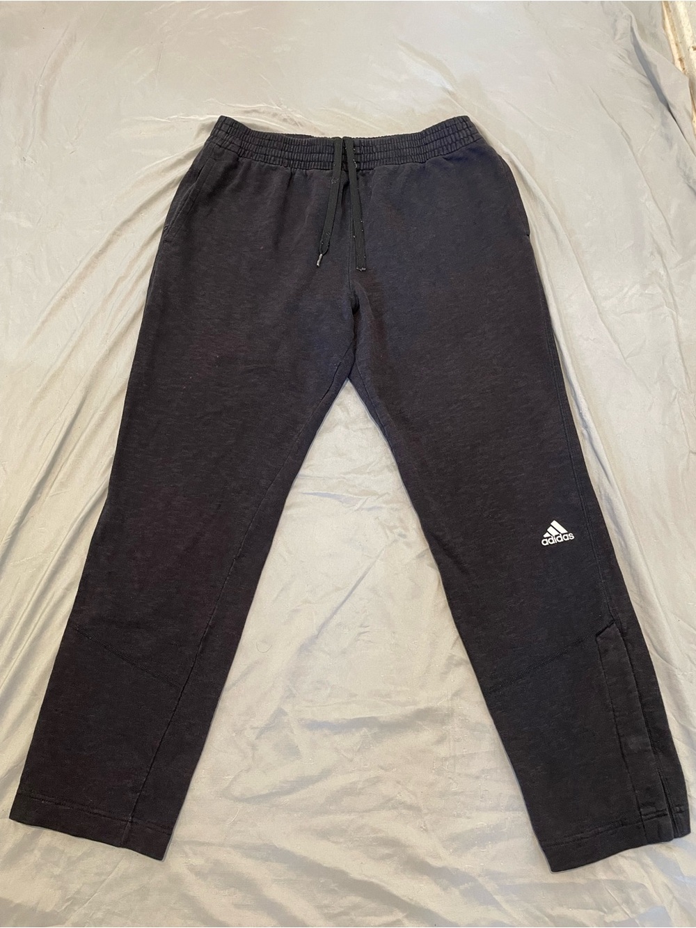 Adidas Men's Black Open Bottom Sweatpants Drawstring Fleece Lounge Pants Size XL